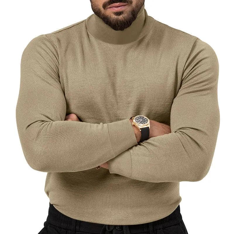 Men's Stretchy Turtleneck Sweater - Soft Cotton Knit
