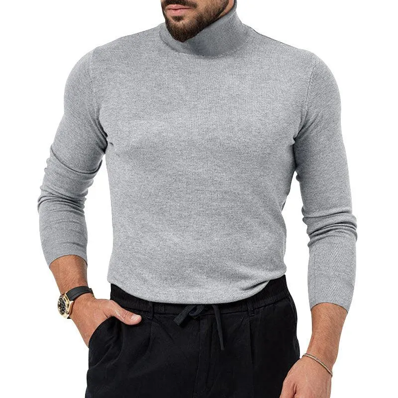 Men's Stretchy Turtleneck Sweater - Soft Cotton Knit