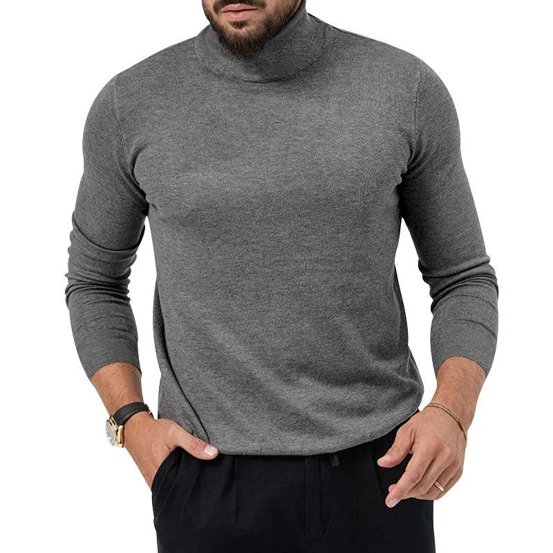 Men's Stretchy Turtleneck Sweater - Soft Cotton Knit