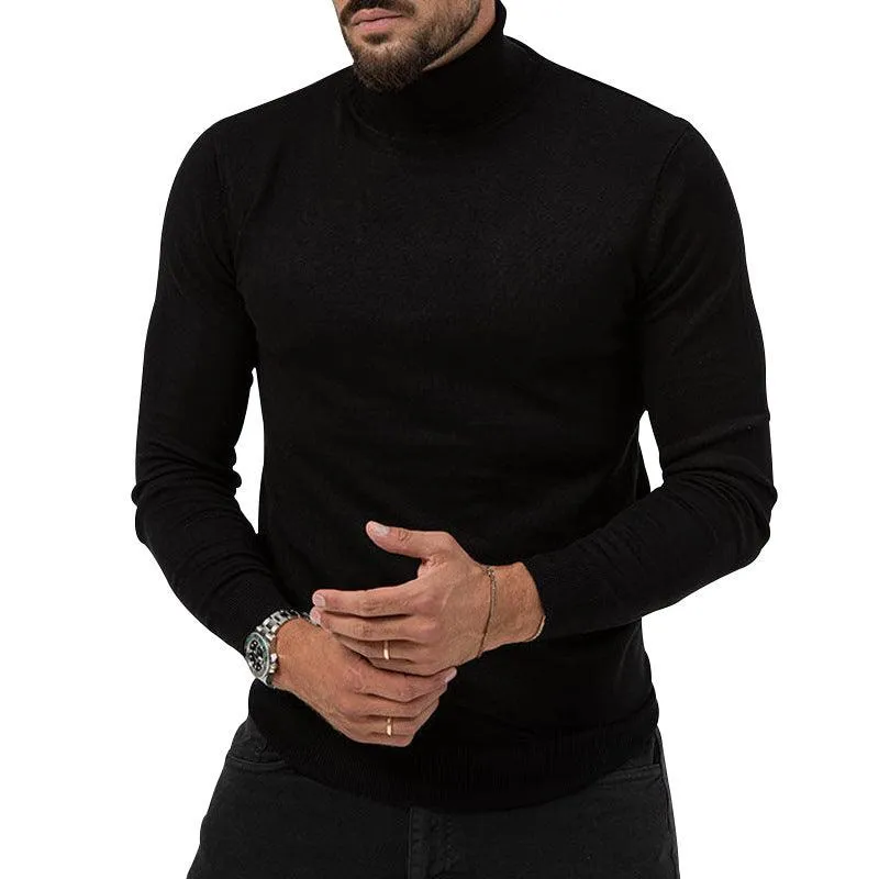 Men's Stretchy Turtleneck Sweater - Soft Cotton Knit