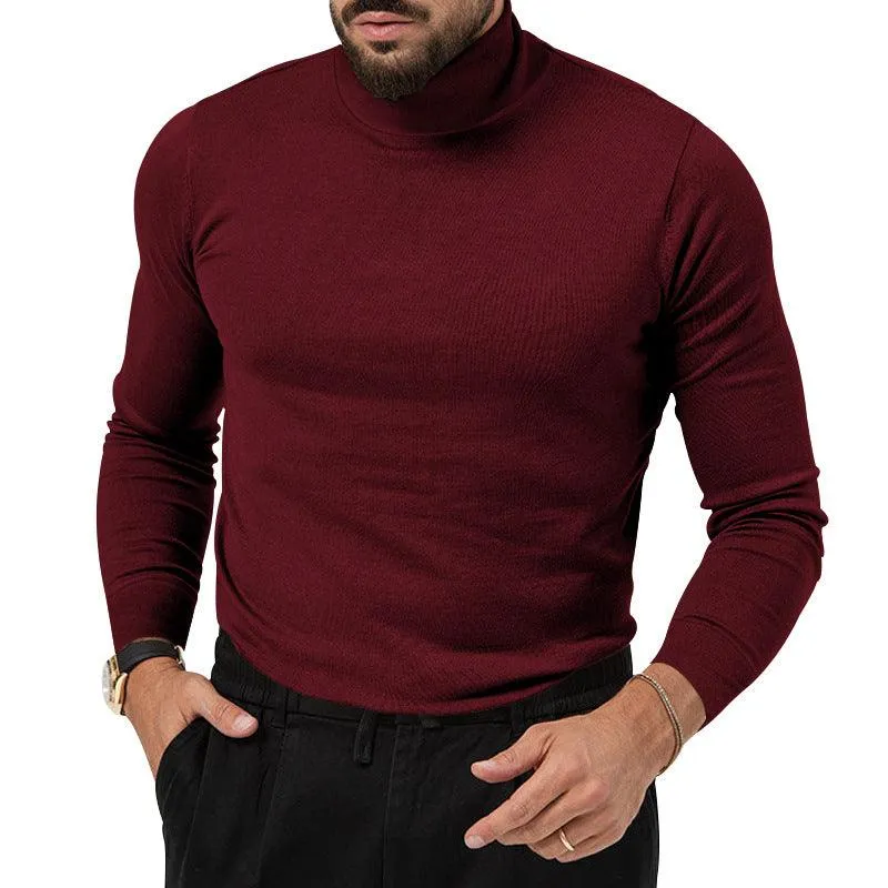 Men's Stretchy Turtleneck Sweater - Soft Cotton Knit