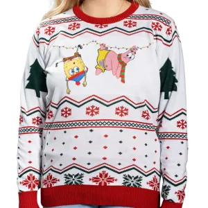Men's Ugly Christmas Sweater JulesRoche Light-Up Spongebob Holiday