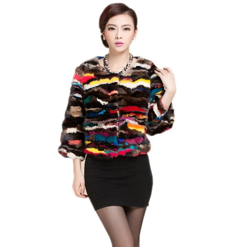 Mink Fur Real Natural Genuine Mink Fur Coat Women short fashion jacket ladies outwear custom large size