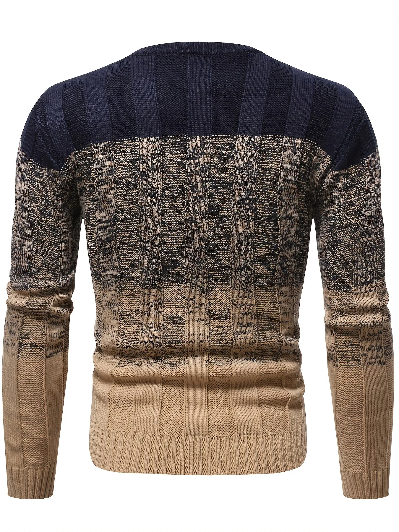 New Men's Round Neck Soft Casual Colorblock Twist Pullover Knitted Sweater
