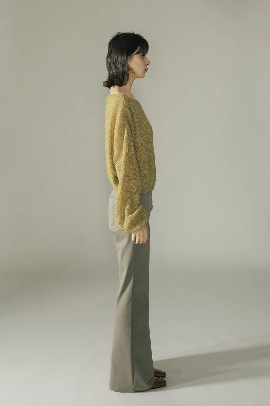 Oversized Boat Neck Cropped Lightweight Alpaca Sweater
