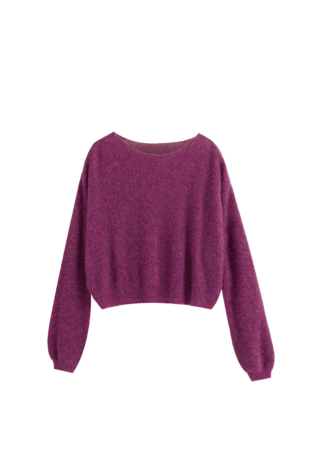 Oversized Boat Neck Cropped Lightweight Alpaca Sweater