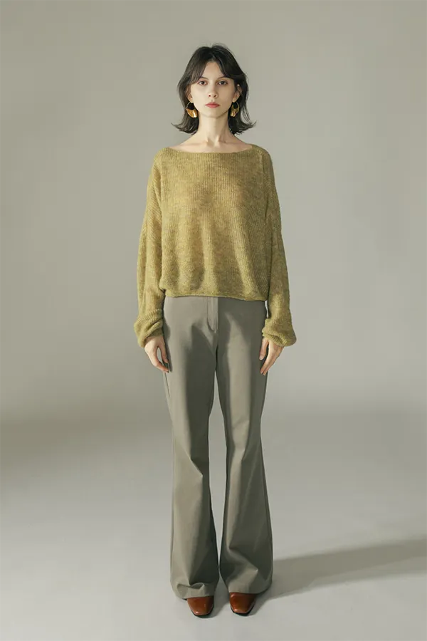Oversized Boat Neck Cropped Lightweight Alpaca Sweater