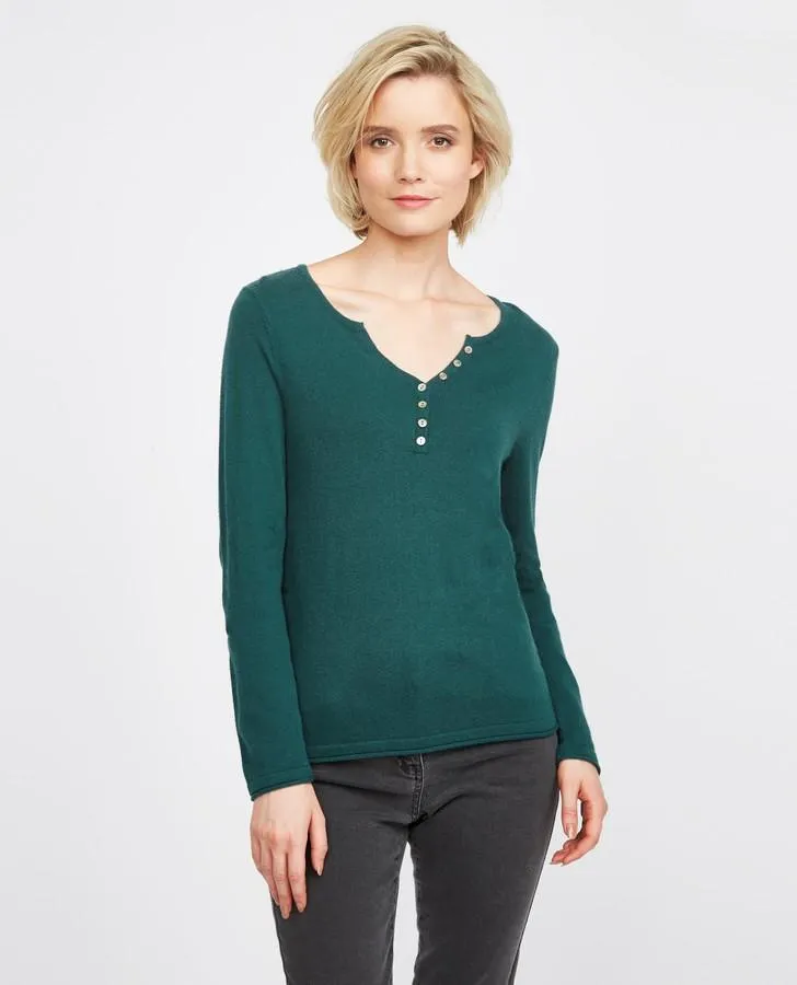 Peacock Blue Henley Sweater