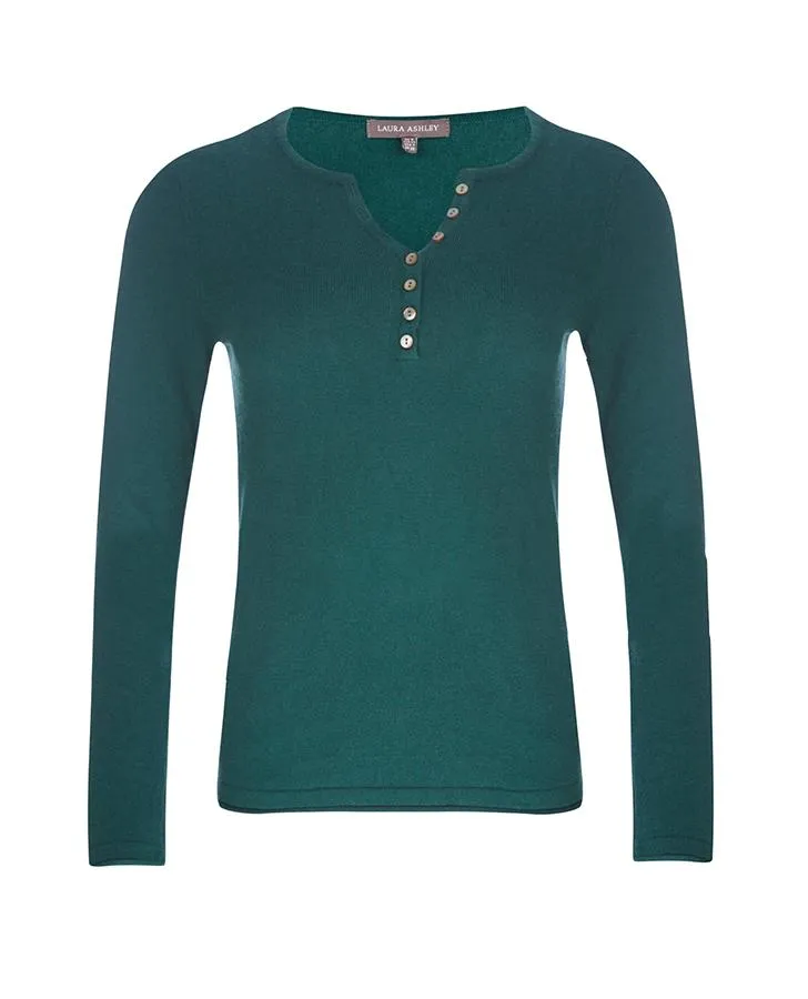 Peacock Blue Henley Sweater