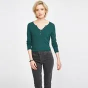 Peacock Blue Henley Sweater