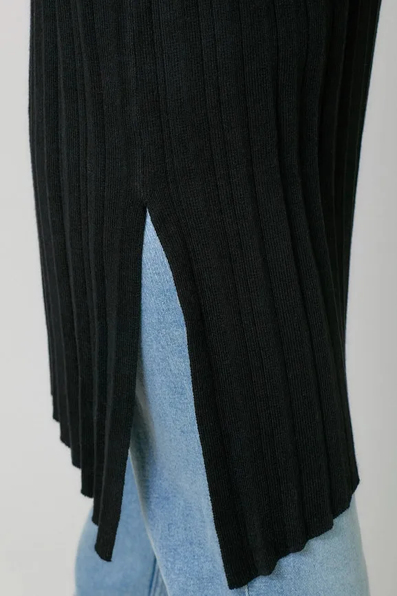 Pleated Diagonal Cut Sweater