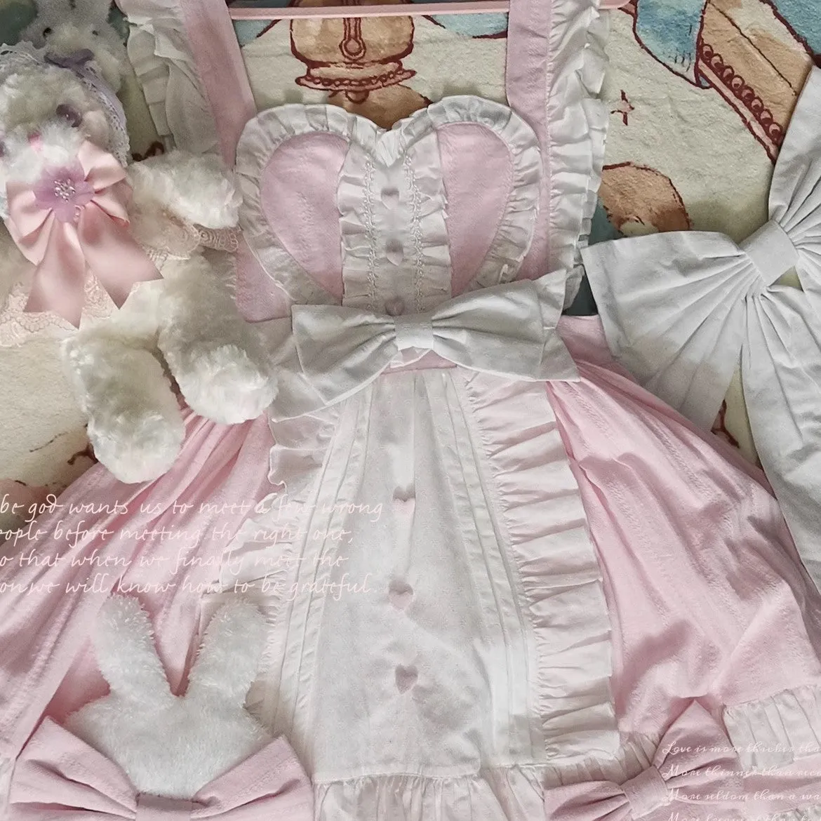 Princess of Heart Sweet Pastel Pink Rabbit Dress & Shirt Two Piece Set