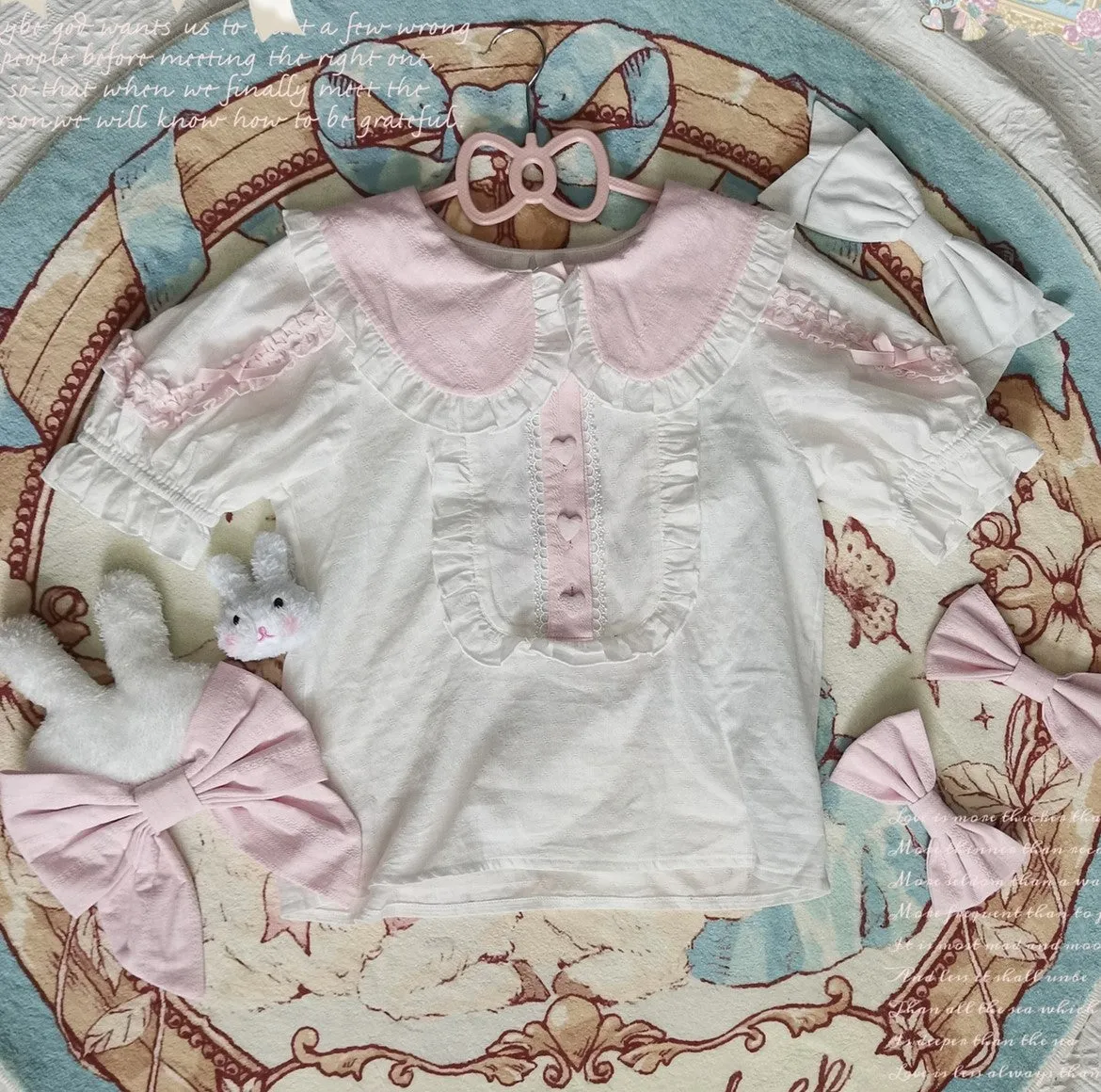 Princess of Heart Sweet Pastel Pink Rabbit Dress & Shirt Two Piece Set