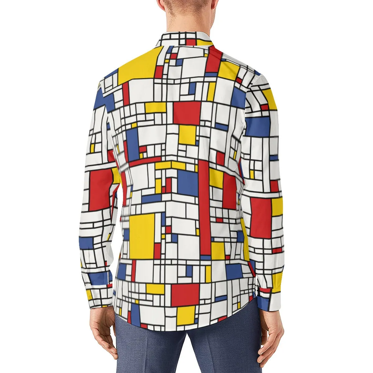 Retro Shirt, Mod 60s Shirt, Mondrian Shirt, Men's Vintage Style Shirt, Men's Dress Shirt, Mod 60s Shirt, Geometric Print Shirt Men
