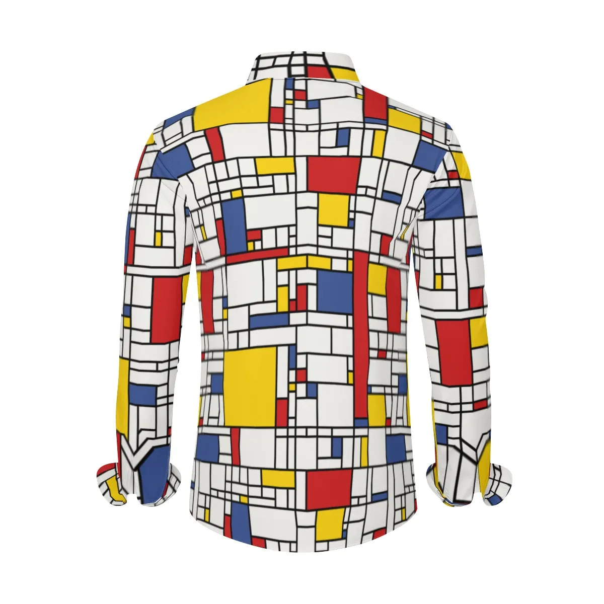 Retro Shirt, Mod 60s Shirt, Mondrian Shirt, Men's Vintage Style Shirt, Men's Dress Shirt, Mod 60s Shirt, Geometric Print Shirt Men