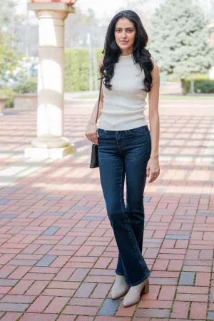 Ribbed Mock Turtle Neck Sweater Vest