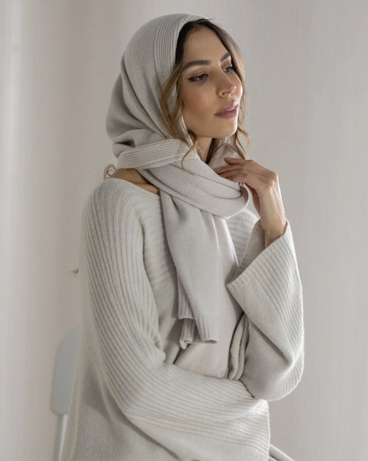 Ribbed Shawl | Light Beige