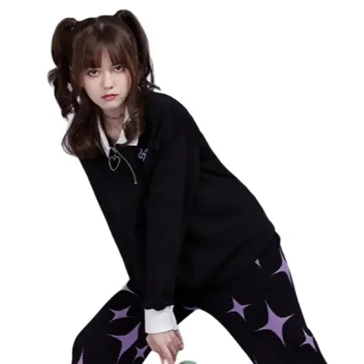 Rose Embroidery Long Sleeve Loose Fit Sweater