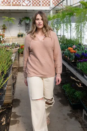 Shawna Rib Knit Long Sleeve Hoodie