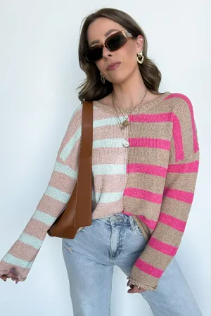 Simple Endeavor Color Block Striped Knit Sweater
