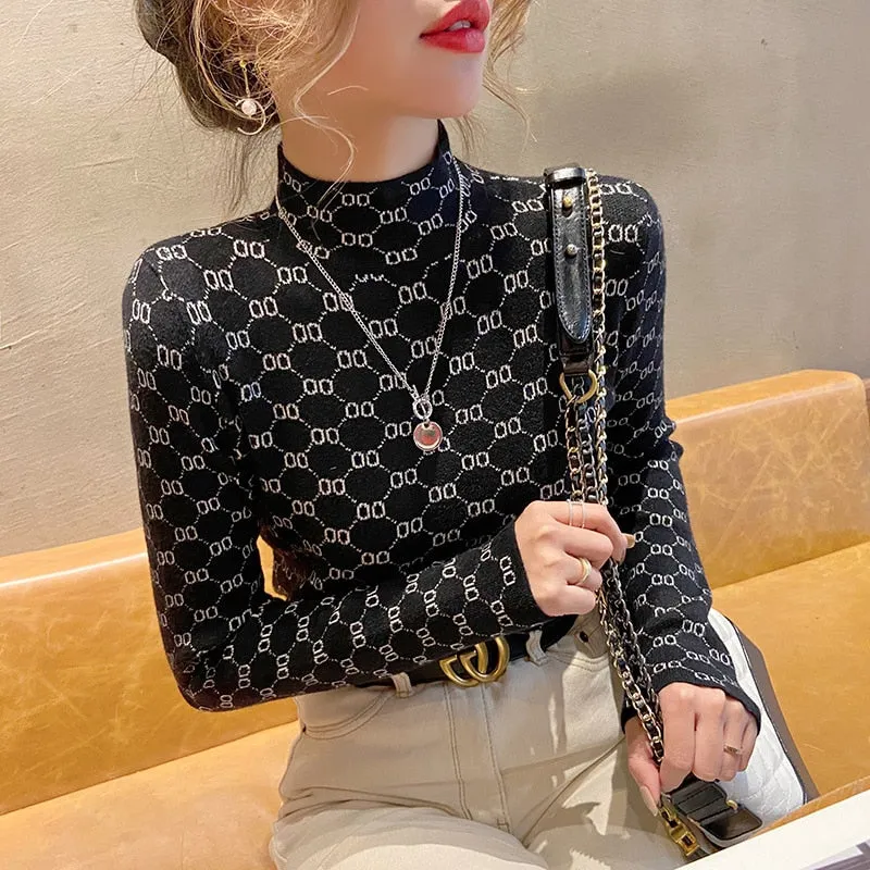 Slim turtleneck Letter Print