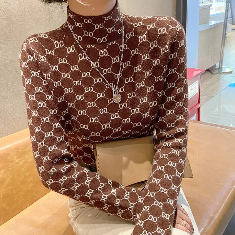 Slim turtleneck Letter Print