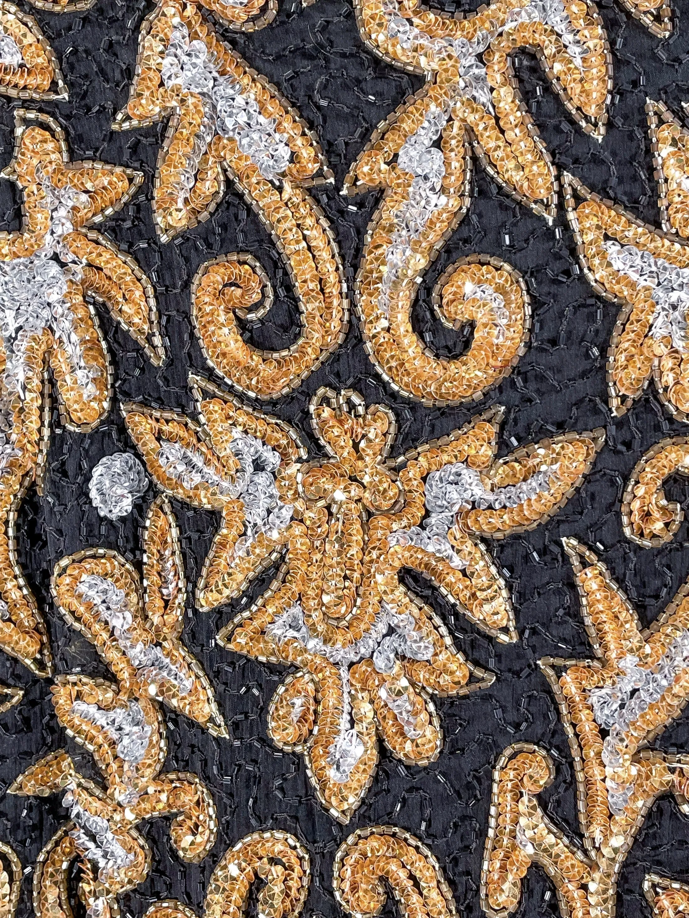 SOLD VTG 80s Laurence Kazar Black/Gold/Silver Heavily Beaded Sequin Jacket L