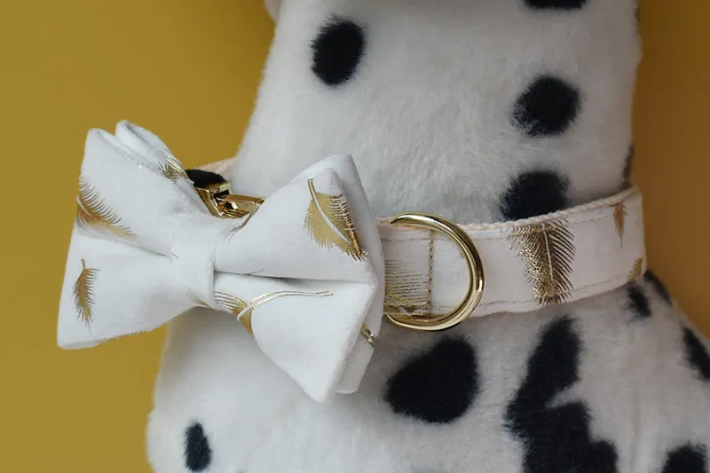 Sparkling White:  Personalized Pet Bow Collar And Leash