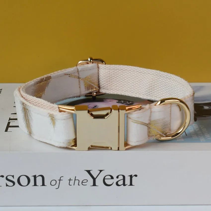 Sparkling White:  Personalized Pet Bow Collar And Leash