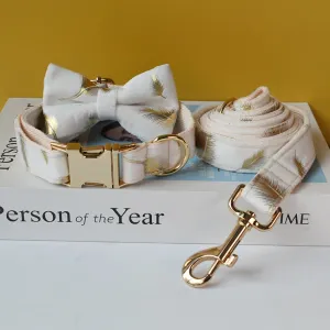 Sparkling White:  Personalized Pet Bow Collar And Leash