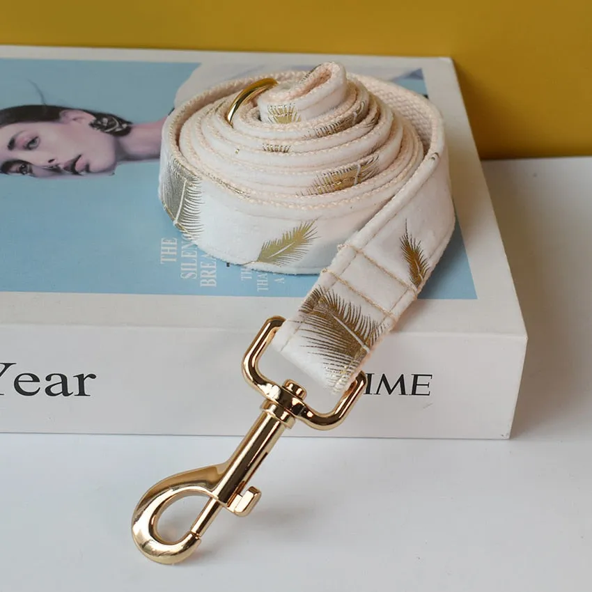 Sparkling White:  Personalized Pet Bow Collar And Leash