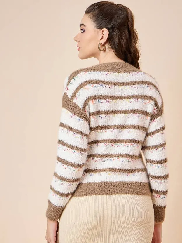 Timeless Beige Self Design Sweater