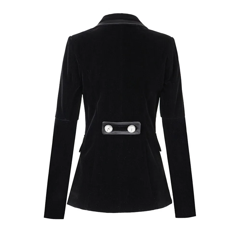 Trim Buckle Velvet Blazer