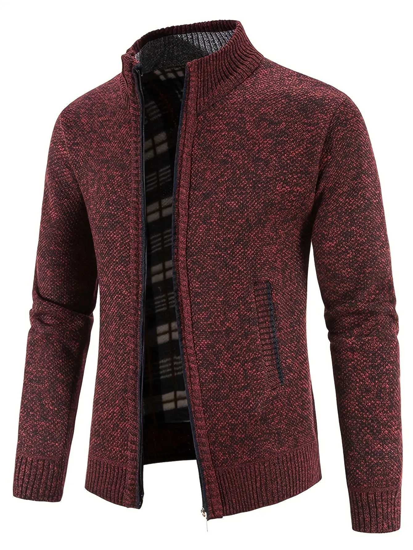 Two Sizes Smaller,  Men's Autumn And Winter Zipper Knitted Cardigan, Fleece Warm Sweater Jacket Best Sellers