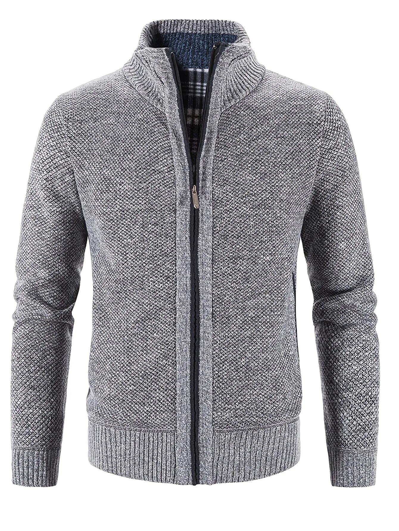 Two Sizes Smaller,  Men's Autumn And Winter Zipper Knitted Cardigan, Fleece Warm Sweater Jacket Best Sellers