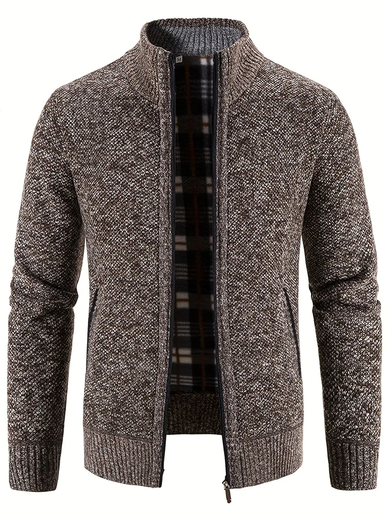 Two Sizes Smaller,  Men's Autumn And Winter Zipper Knitted Cardigan, Fleece Warm Sweater Jacket Best Sellers
