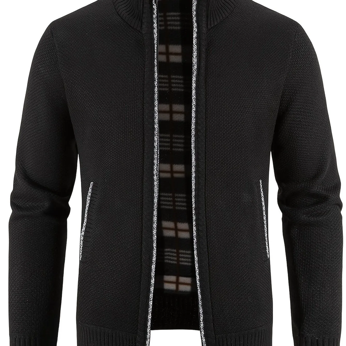 Two Sizes Smaller,  Men's Autumn And Winter Zipper Knitted Cardigan, Fleece Warm Sweater Jacket Best Sellers