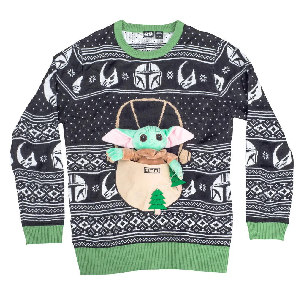 Ugly Christmas Sweater JulesRoche 3D Baby Yoda Pullover