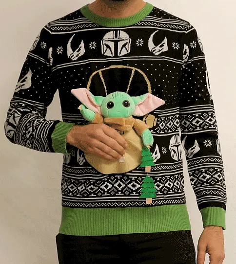 Ugly Christmas Sweater JulesRoche 3D Baby Yoda Pullover