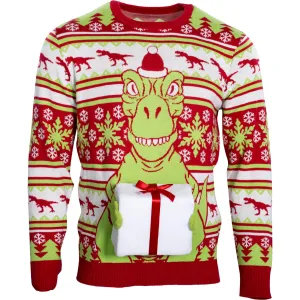 Ugly Christmas Sweater JulesRoche T-Rex Interactive Pullover