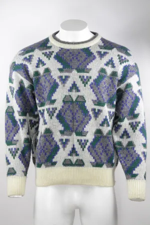 Vintage 80/90s Patterned Knitted Jumper - L