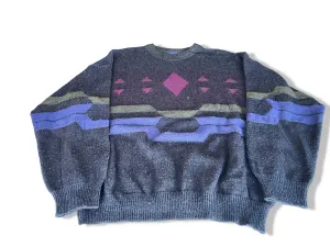 Vintage grey Aztec geometric crew neck sweater in M/L| L27 W25| SKU 4369