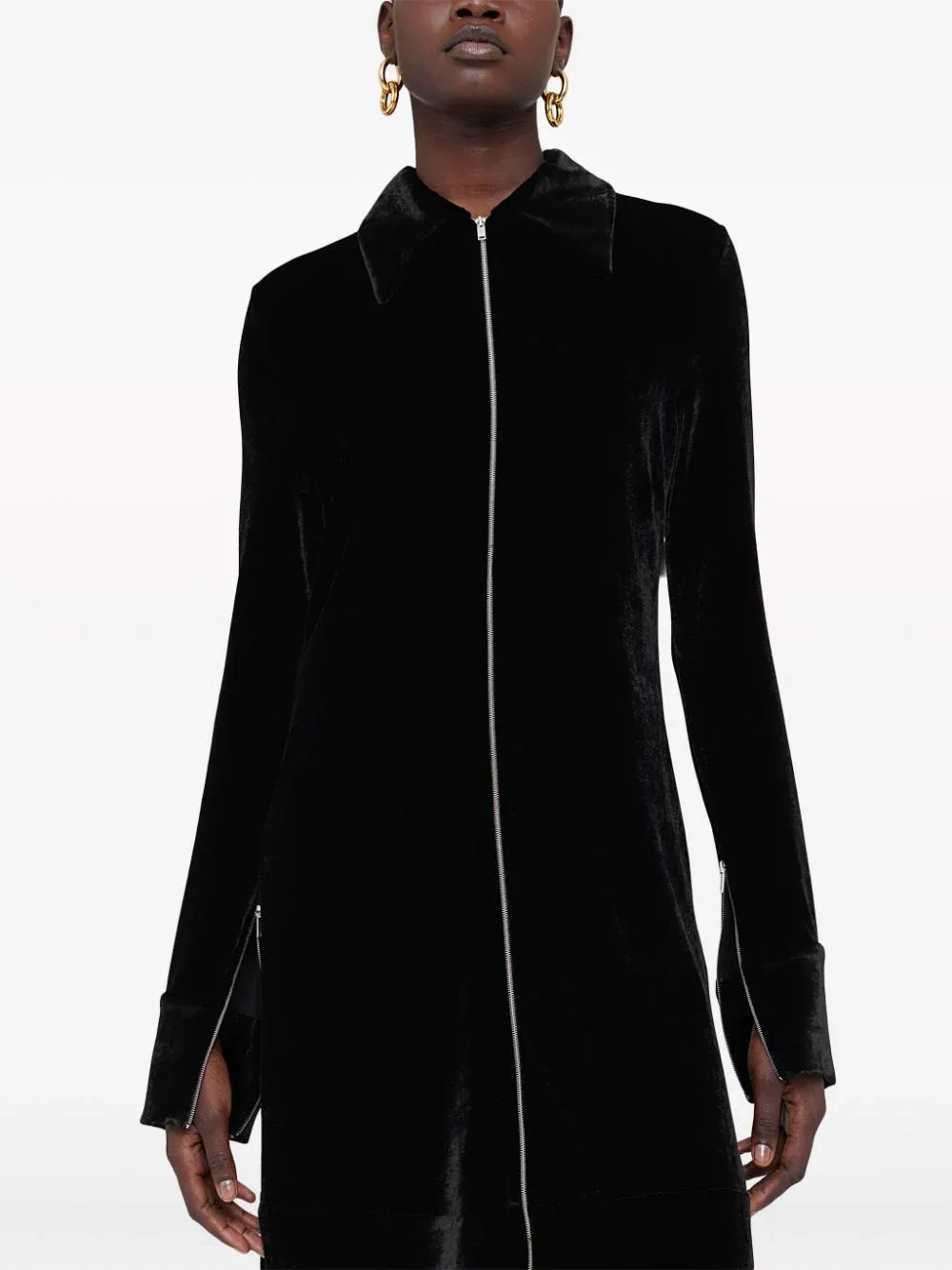 Washed Velvet Jersey Shirt Dress