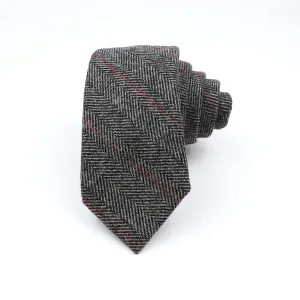 Wellesley Woolen Striped Tie, Grey / Red