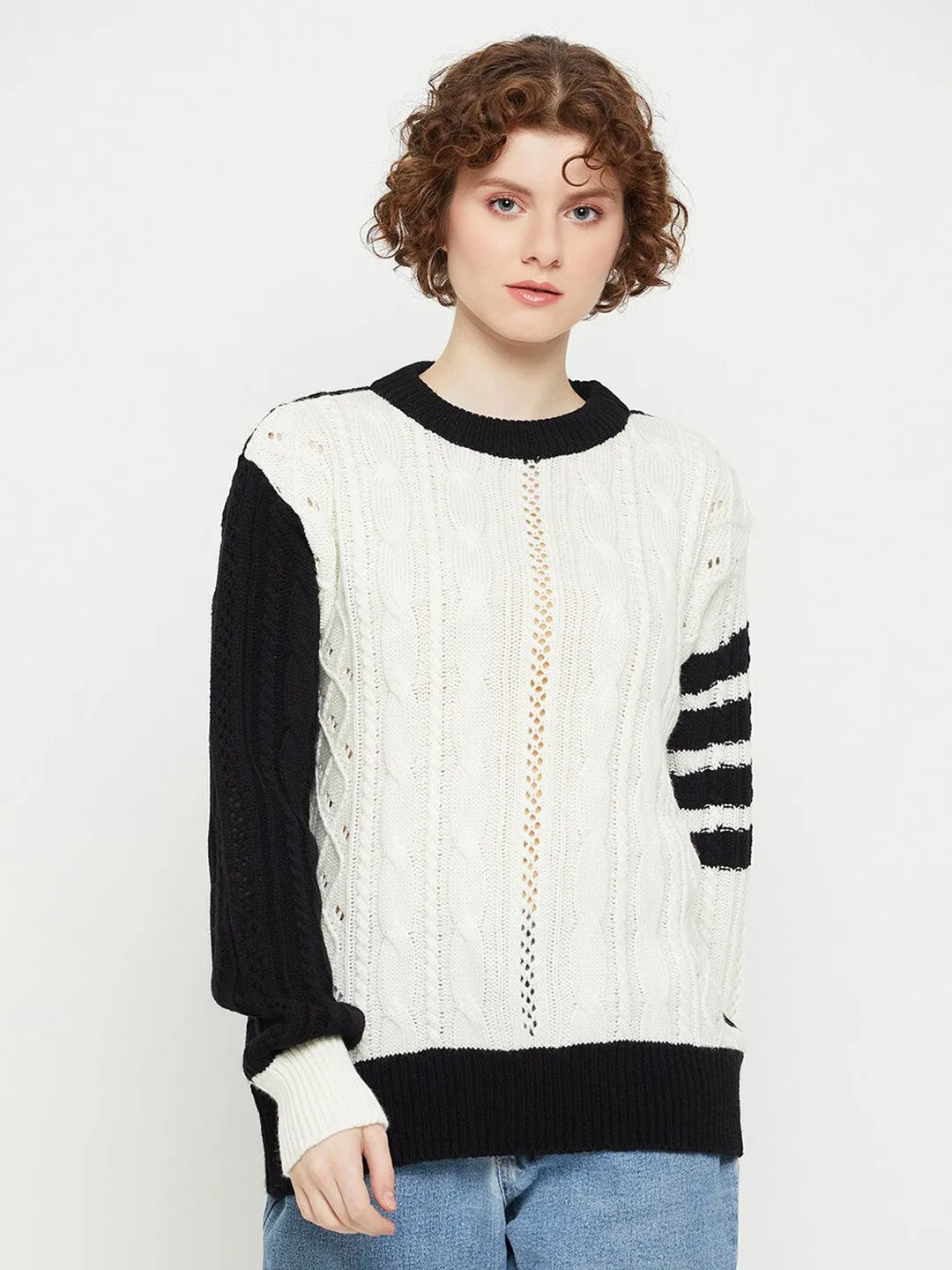 White Bliss Self Design Pullover