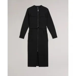Women Wmd-Hattei-Belted Shirt Dress With Utility Detailing - Black