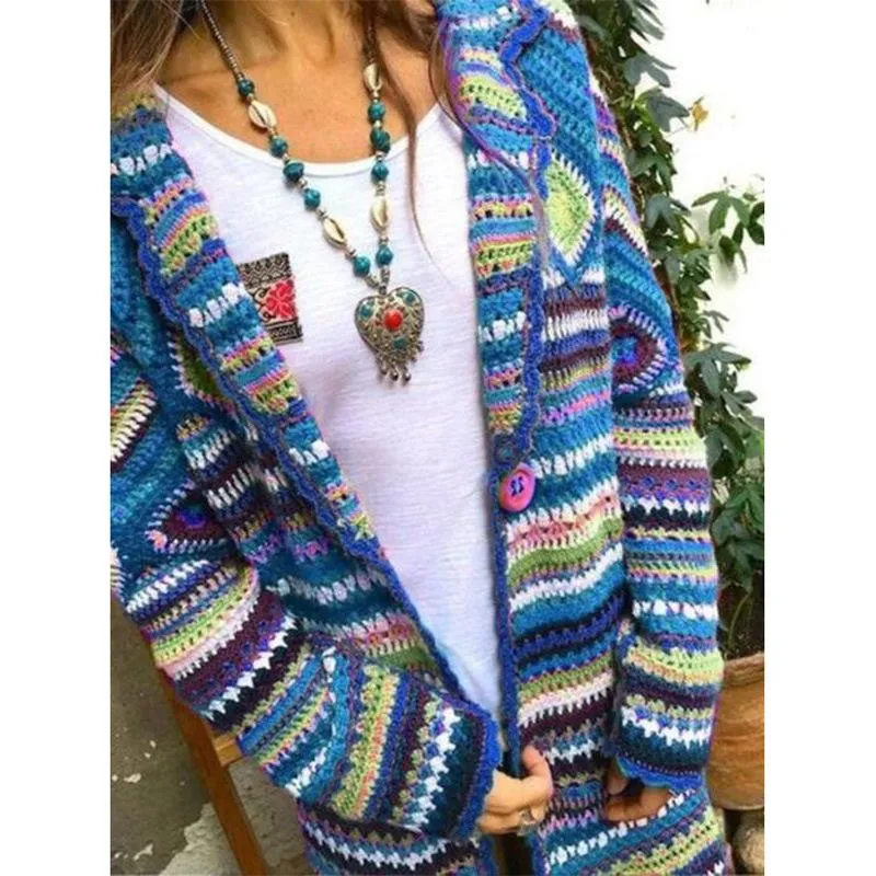 Women's clothing 2019 autumn and winter new printed cardigan long-sleeved sweater