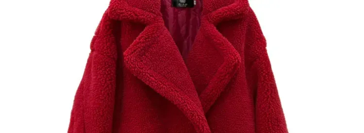 Women's Faux Fur Long Large Grain Lamb Sheep Wool Coat