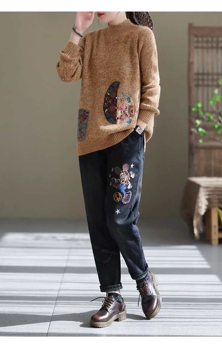 Women's Winter Core Yarn Print Sweater