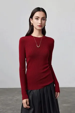 Wool Silk Blend Crew Neck Sweater